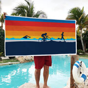 Triathlon Premium Beach Towel - Swim, Bike, Run