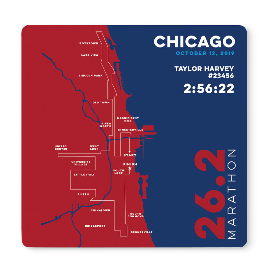Running 12" X 12" Removable Wall Tile - Personalized Chicago Route - Personalization Image