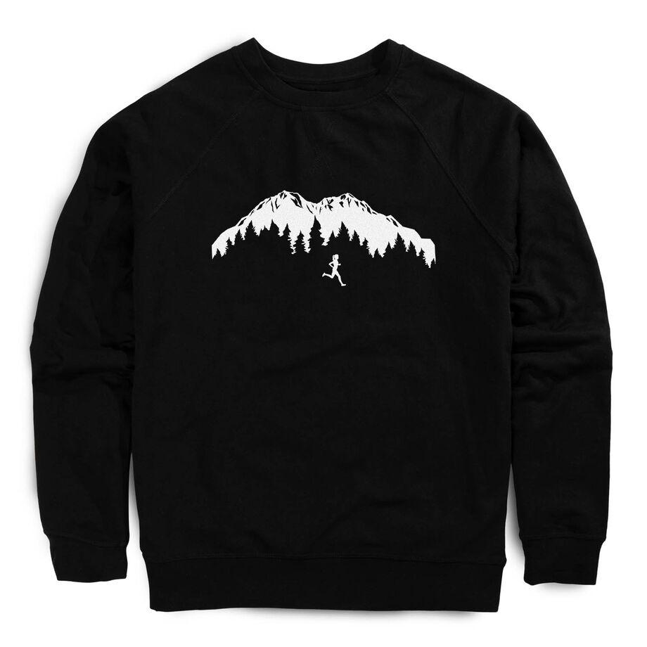 Running Raglan Crew Neck Pullover - Trail Runner in the Mountains