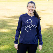 Women's Long Sleeve Tech Tee - Santa Run Face