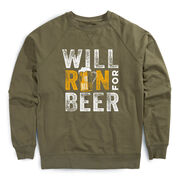 Running Raglan Crew Neck Pullover - Will Run For Beer