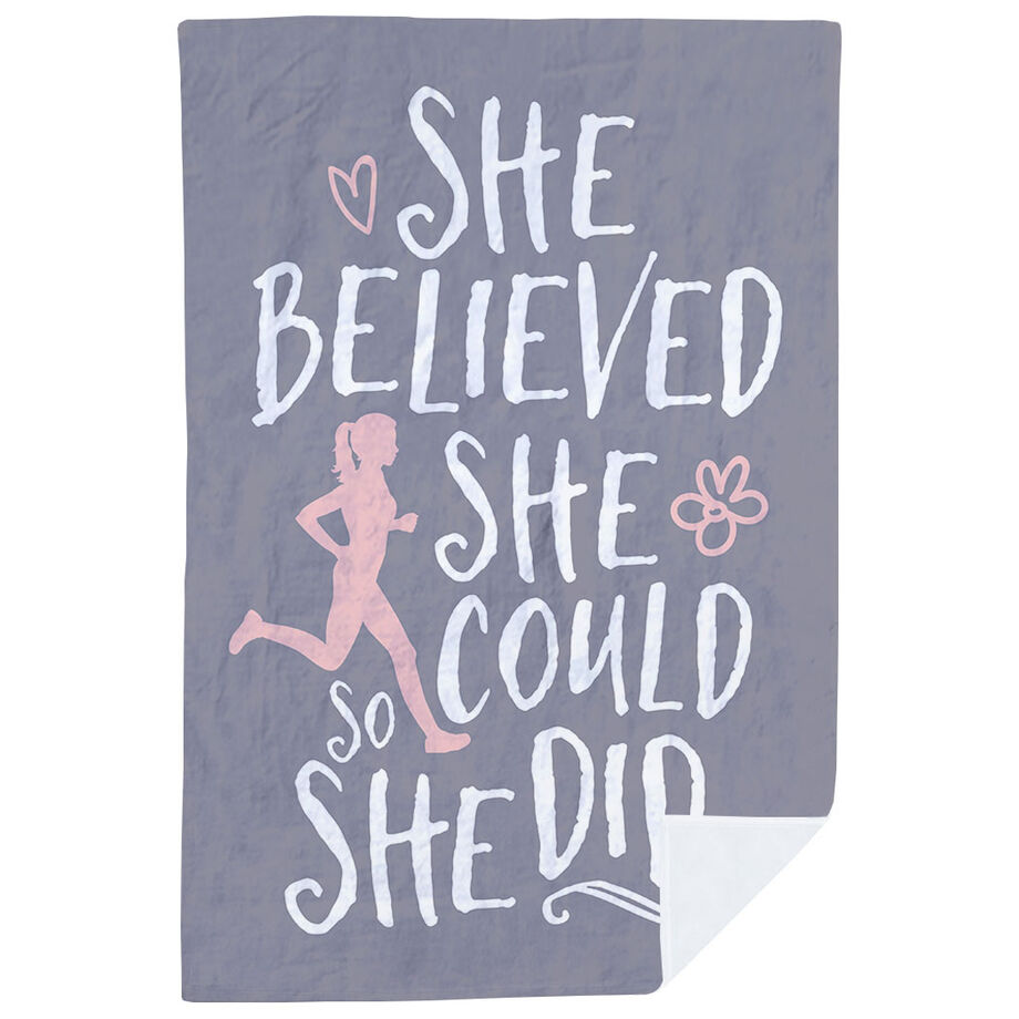 Running Premium Blanket - She Believed She Could (Sketch)