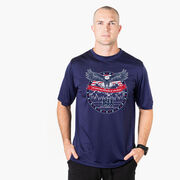 Men's Running Short Sleeve Performance Tee - We Run Free Because Of The Brave