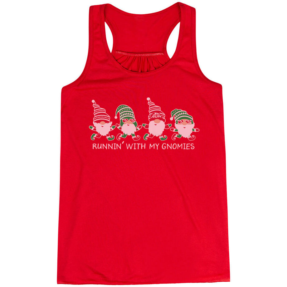 Flowy Racerback Tank Top - Runnin' With My Gnomies - Christmas