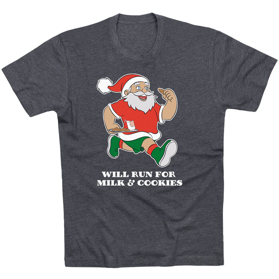 Running Short Sleeve T-Shirt - Will Run for Milk and Cookies