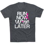 Running Short Sleeve T-Shirt - Run Now Wine Later (Bold)