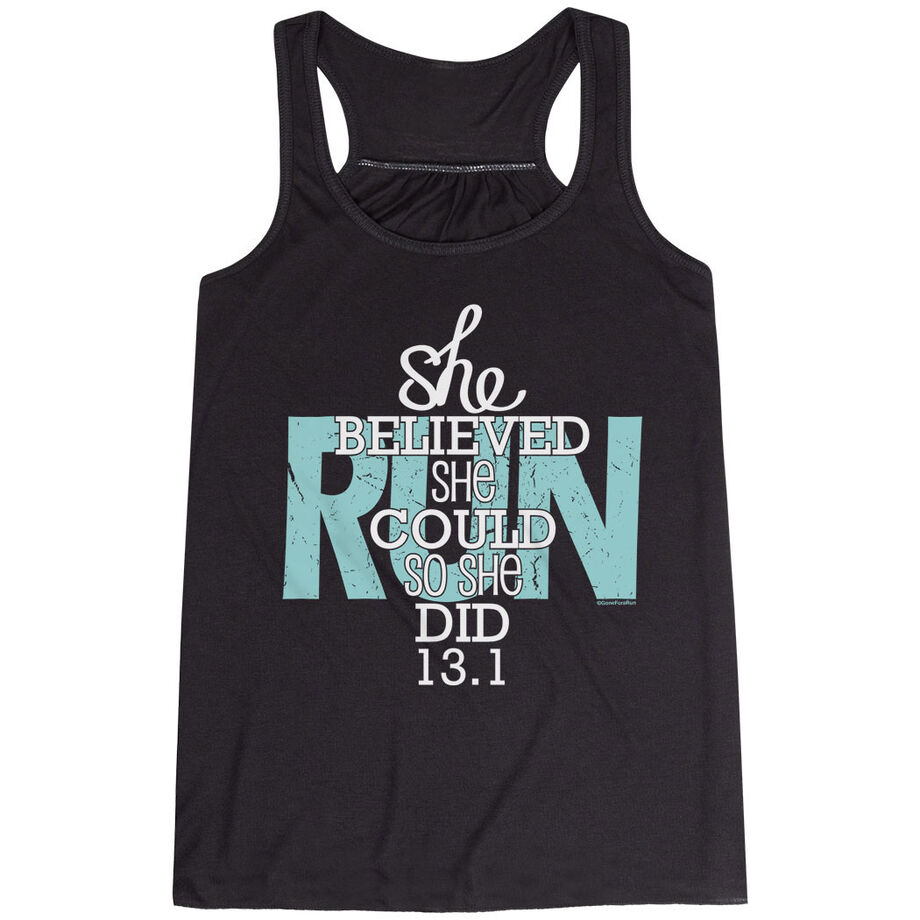 Flowy Racerback Tank Top - She Believed She Could So She Did 13.1