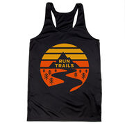 Women's Racerback Performance Tank Top - Run Trails Sunset