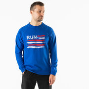 Running Raglan Crew Neck Pullover - Run For The Red White and Blue
