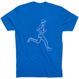 Running Short Sleeve T-Shirt - Runner Guy Sketch [Royal/Adult Small] -SS