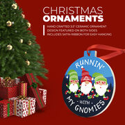 Running Round Ceramic Ornament - Runnin' with My Gnomies