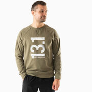 Running Raglan Crew Neck Pullover - 13.1 Half Marathon Vertical