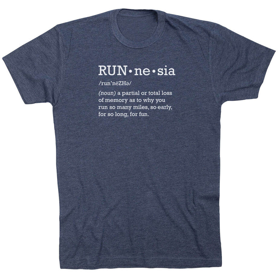 Running Short Sleeve T-Shirt - RUNnesia [Adult Small/Navy] - SS