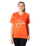 Women's Short Sleeve Tech Tee - Santa Run Face