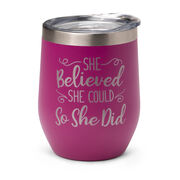 Travel Wine Tumbler - She Believed She Could So She Did