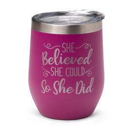 Soleil Home&trade; Running Wine Tumbler - She Believed She Could So She Did