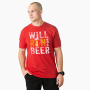 Running Short Sleeve T- Shirt - Will Run For Beer