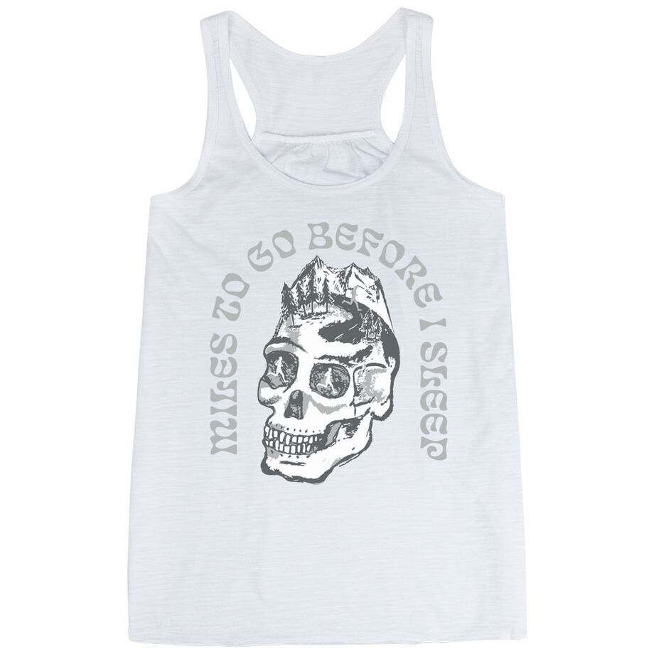 Flowy Racerback Tank Top - Miles To Go Before I Sleep - Skull