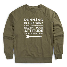 Running Raglan Crew Neck Sweatshirt - Running is Like Wine