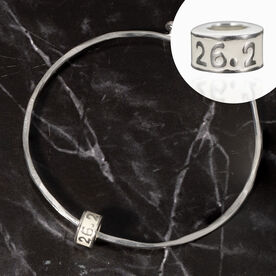 Sterling Silver Adjustable Bangle Bracelet - Enamel 26.2 Marathon