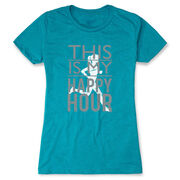 Women's Everyday Runners Tee This Is My Happy Hour [Teal/Adult Large] - SS