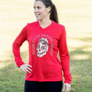Women's Long Sleeve Tech Tee - Miles To Go Before I Sleep - Skull