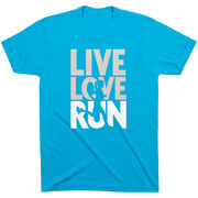 Running Short Sleeve T-Shirt - Live Love Run Silhouette [Adult X-Large/Turquoise] - SS