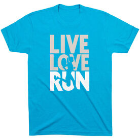 Running Short Sleeve T-Shirt - Live Love Run Silhouette [Adult X-Large/Turquoise] - SS