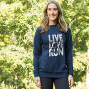 Running Raglan Crew Neck Pullover - Live Love Run Silhouette