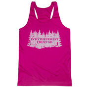 Women's Racerback Performance Tank Top - Into the Forest I Must Go Running