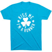 Running Short Sleeve T-Shirt - Kiss Me I am a Runner Shamrock