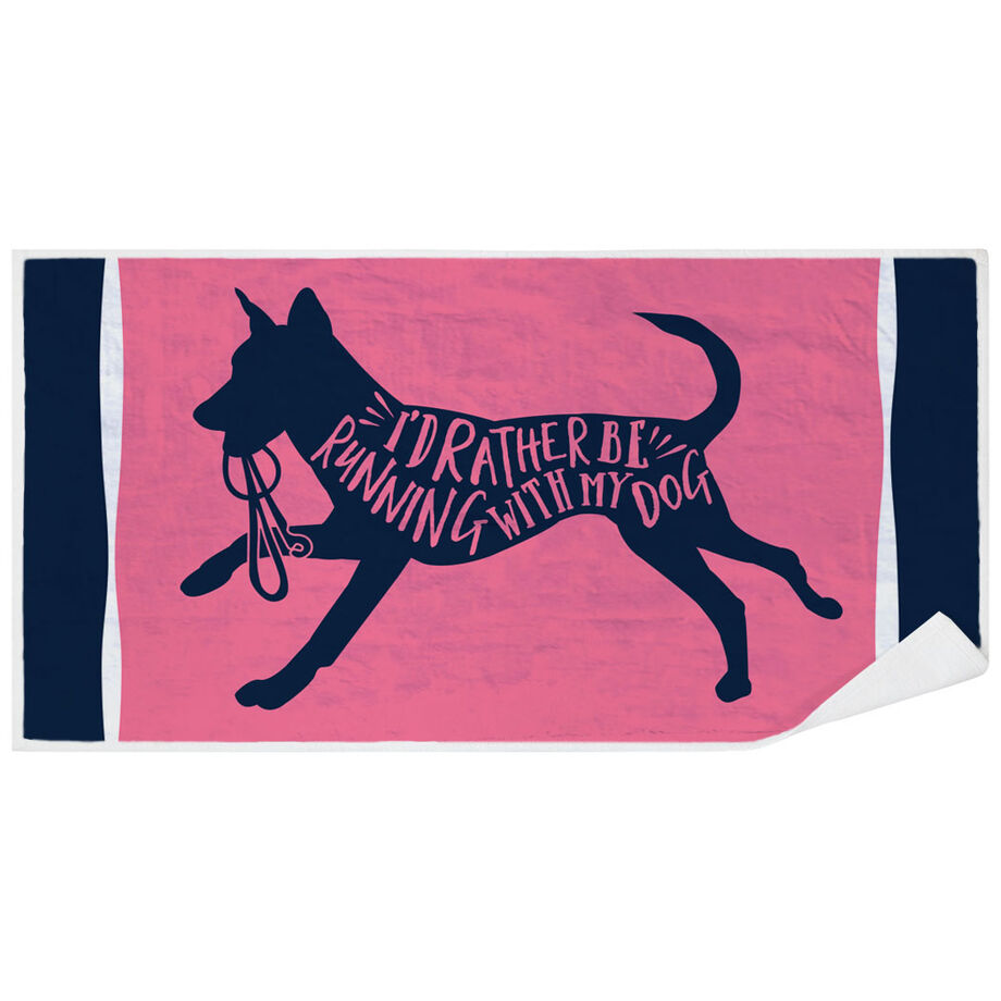 Running Premium Beach Towel - I'd Rather Be Running With My Dog