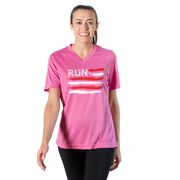 Women's Short Sleeve Tech Tee - Run For The Red White and Blue