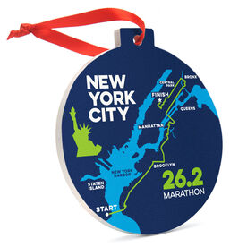 Running Round Ceramic Ornament - NYC 26.2 Route