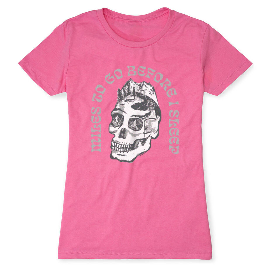 Women's Everyday Runners Tee - Miles To Go Before I Sleep - Skull