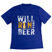 Women's Short Sleeve Tech Tee - Will Run For Beer