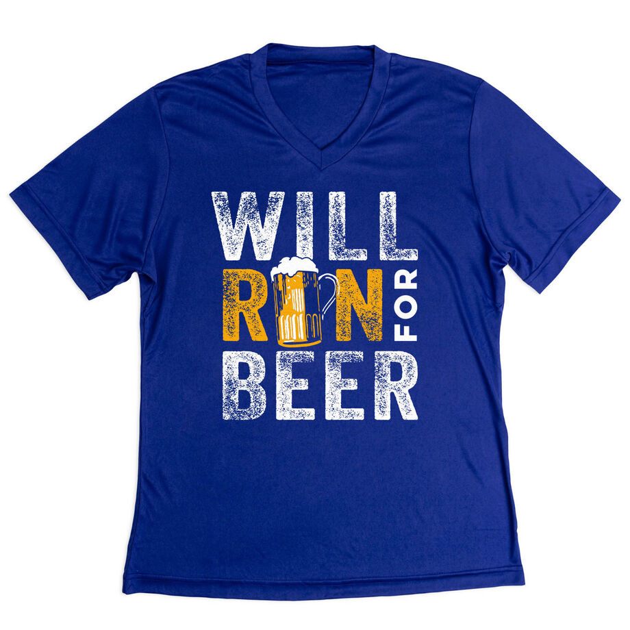 Women's Short Sleeve Tech Tee - Will Run For Beer