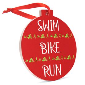 Triathlon Round Ceramic Ornament - Swim Bike Run