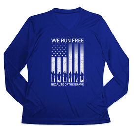 Women's Long Sleeve Tech Tee - Because of the Brave