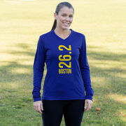 Women's Long Sleeve Tech Tee - Boston 26.2 Vertical