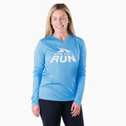 Women's Long Sleeve Tech Tee - Gone For a Run White Logo