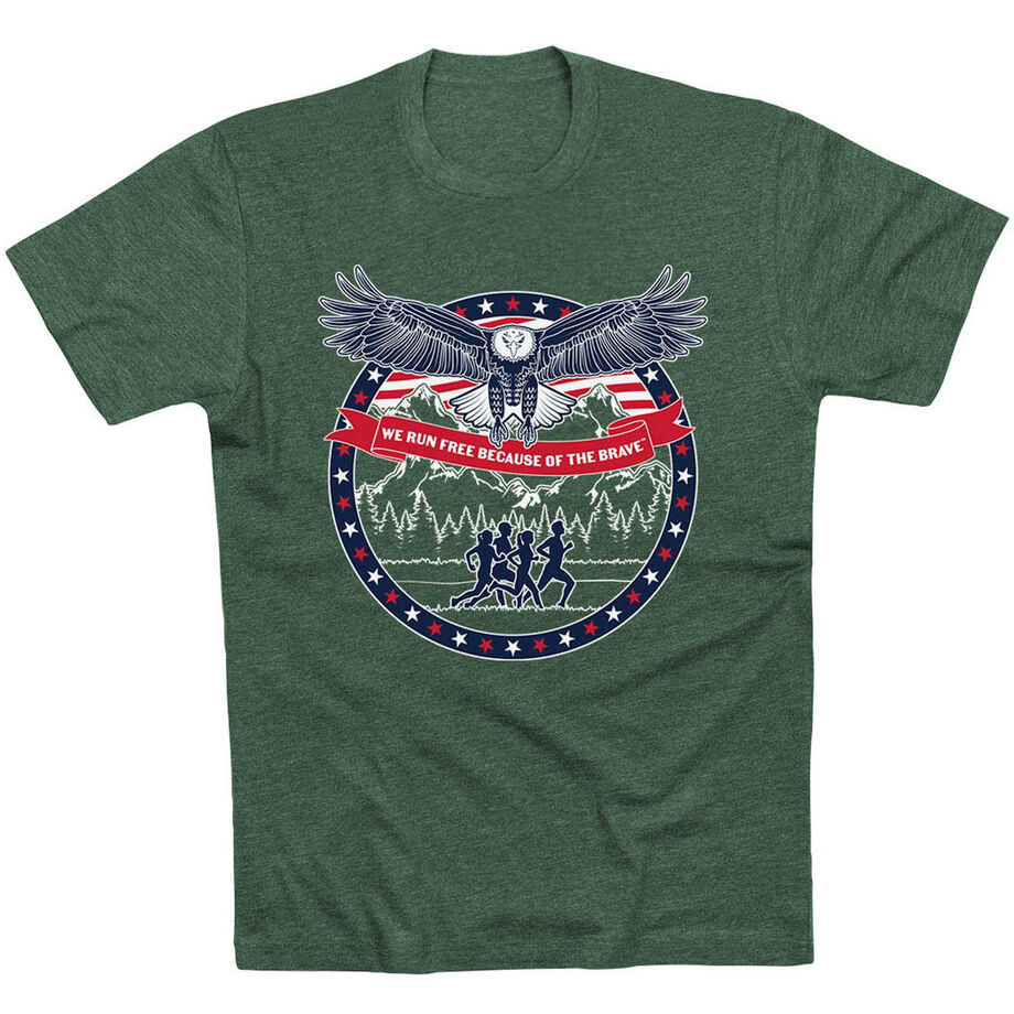 Running Short Sleeve T-Shirt - We Run Free Because Of The Brave