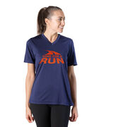 Women's Short Sleeve Tech Tee - Gone For A Run&reg; Logo (Orange)