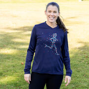 Women's Long Sleeve Tech Tee - Patriotic Runner Girl