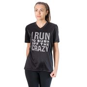Women's Short Sleeve Tech Tee - I Run To Burn Off The Crazy (White)