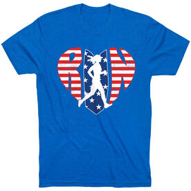 Running Short Sleeve T-Shirt - Patriotic Heart