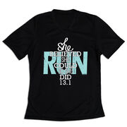 Women's Short Sleeve Tech Tee - She Believed She Could So She Did 13.1