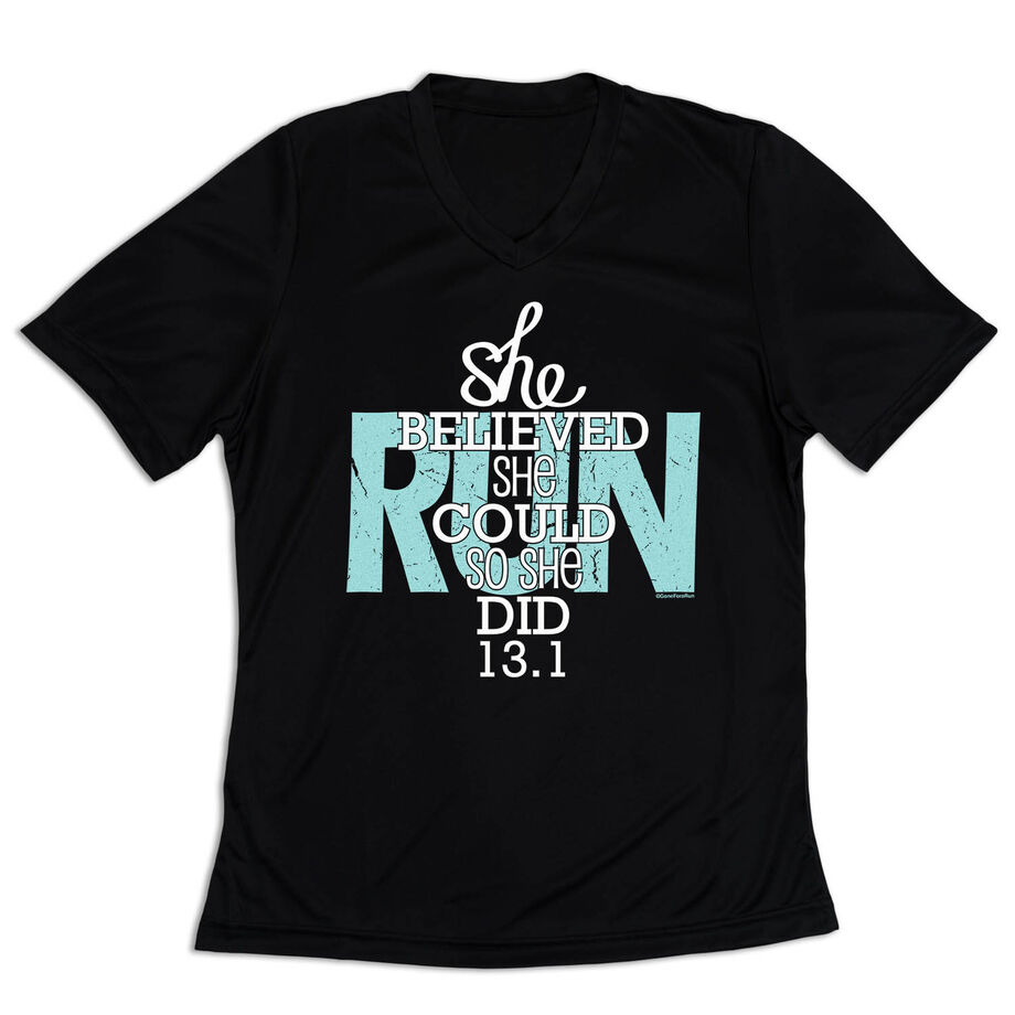 Women's Short Sleeve Tech Tee - She Believed She Could So She Did 13.1