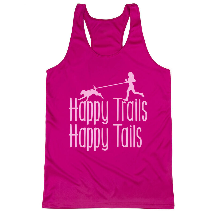 Women's Racerback Performance Tank Top - Happy Trails Happy Tails