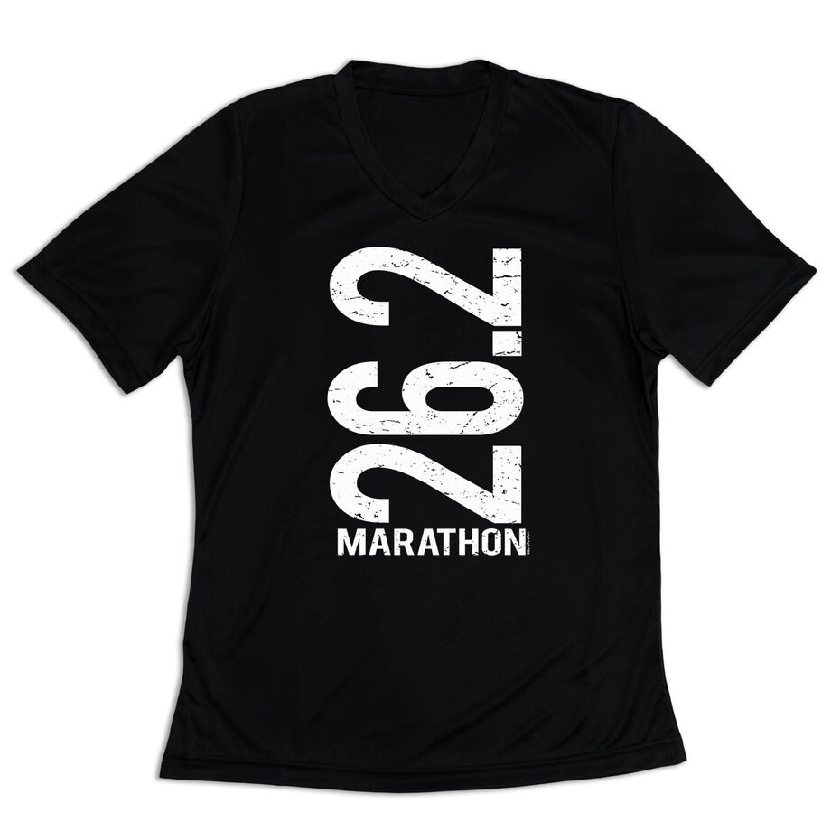 Women's Short Sleeve Tech Tee - 26.2 Marathon Vertical